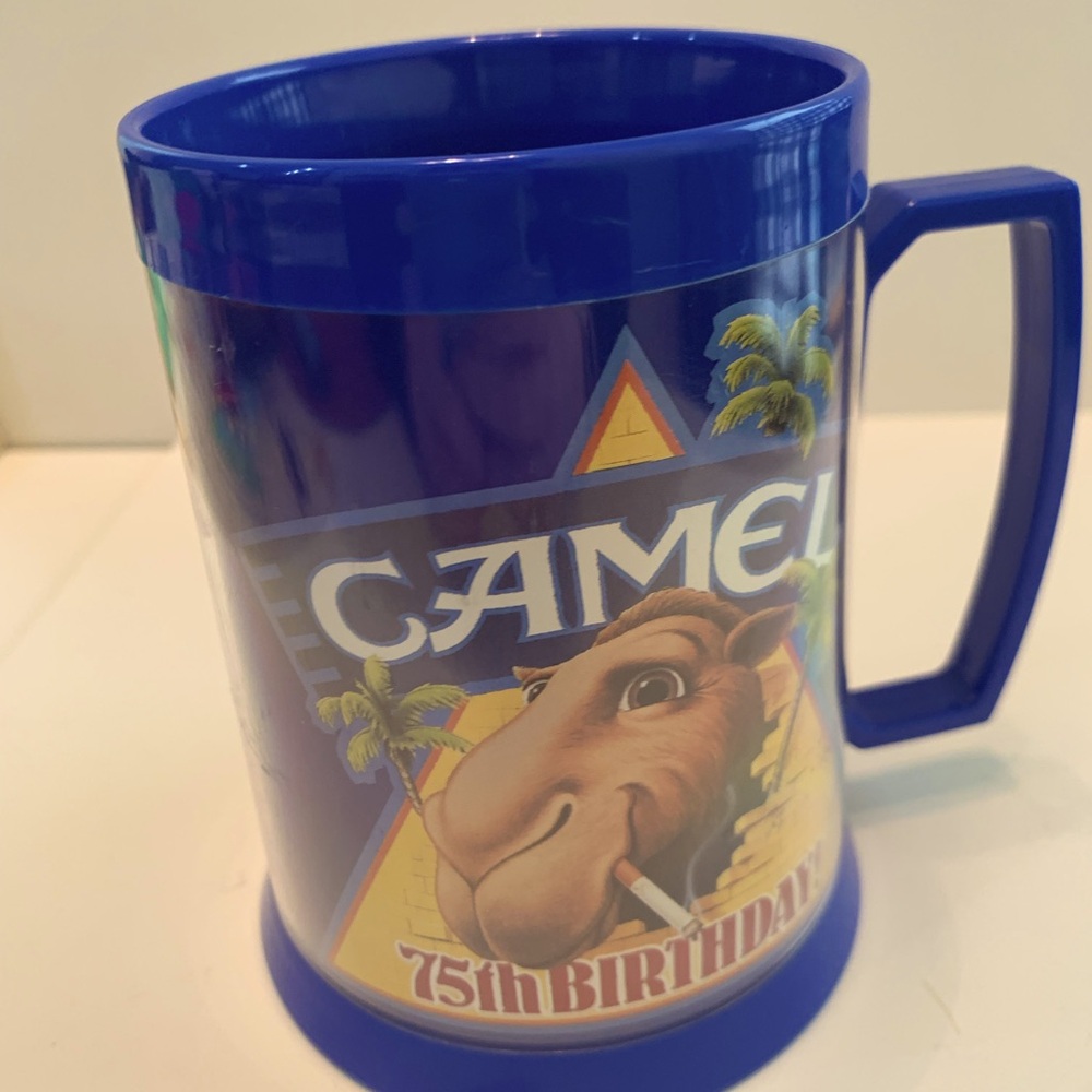Vintage 1988 Camel Thermo-Serv Blue Plastic Mug 75th Birthday